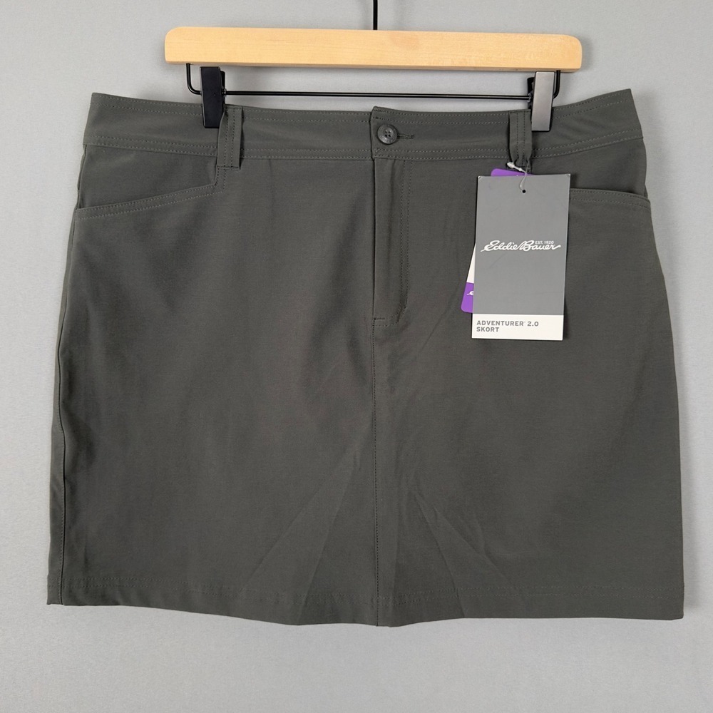 Eddie Bauer Adventurer 2.0 Skort Dark Smoke Grey Hiking Outdoor Womens 14 NEW